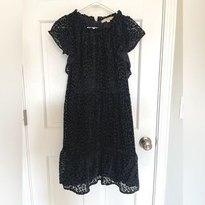 LOFT Black Cheetah Print Babydoll Dress